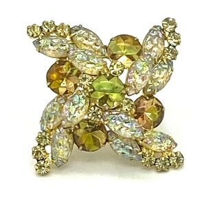 D & E Juliana Vintage Gold-Tone Crystal Brooch